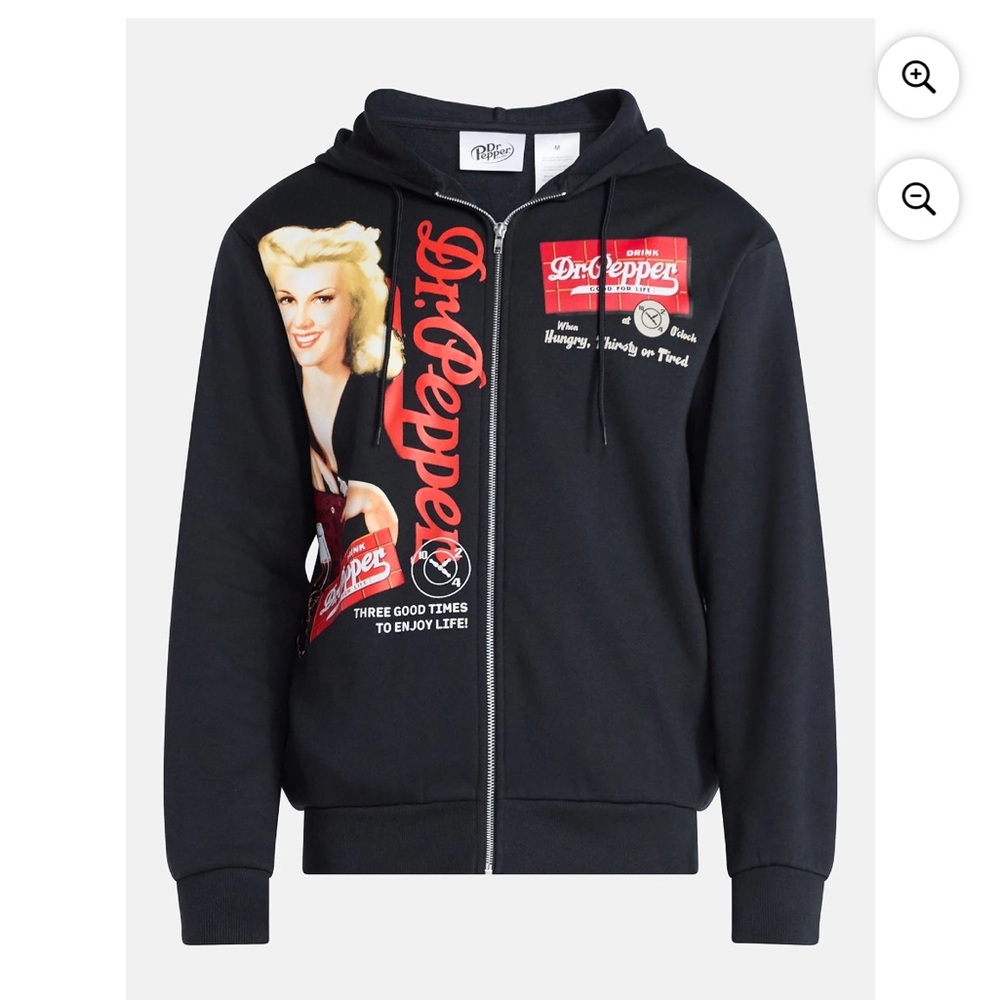 Men’s Dr. Pepper Black Logo Zip-Up Hoodie